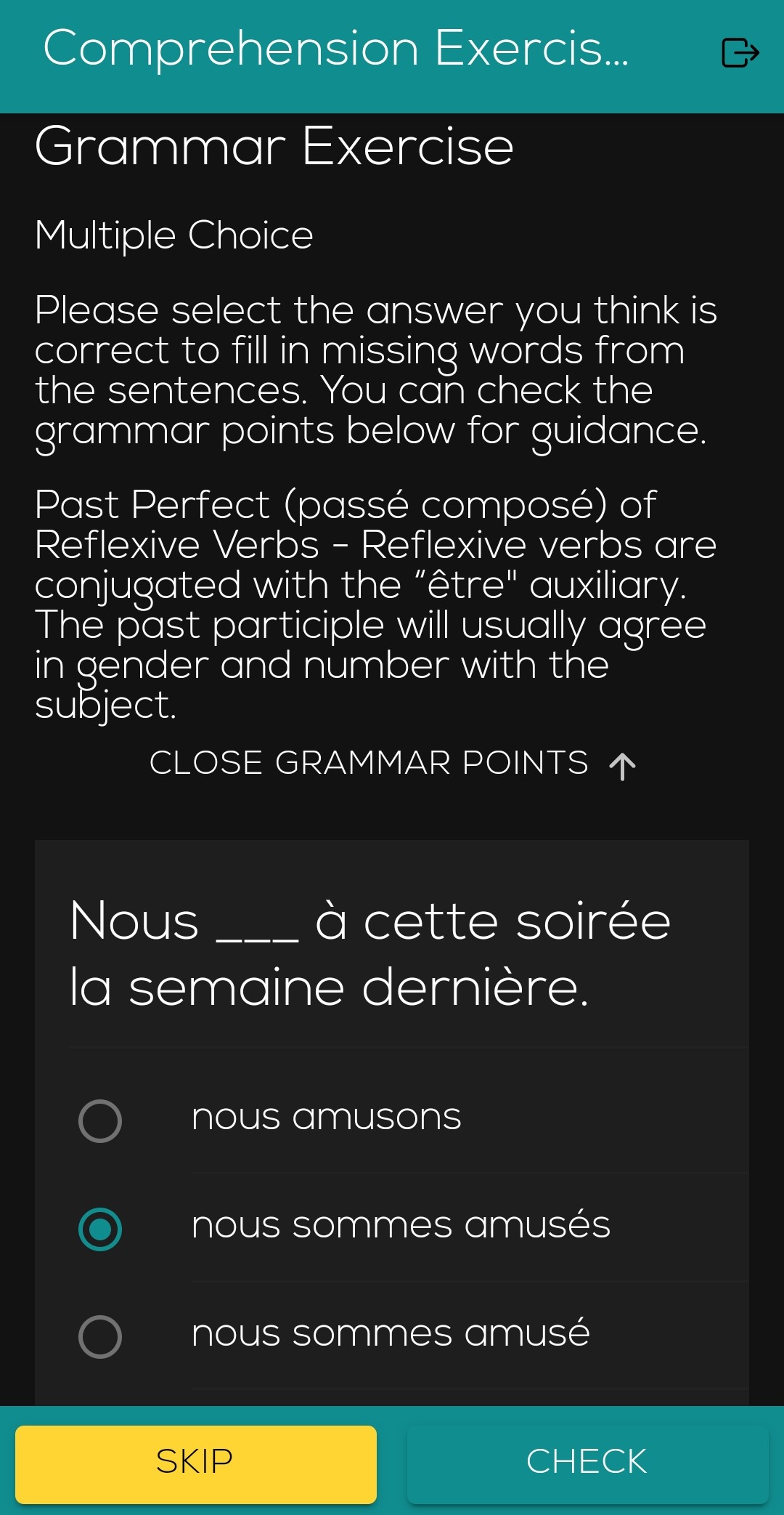 grammar practice to study French